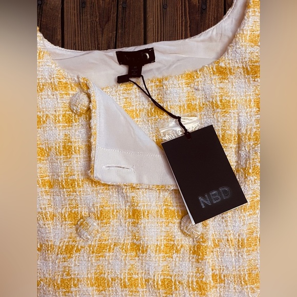 NBD Women’s Size Medium Bergette Mini Dress In Yellow & White • Double Breasted - Picture 7 of 16
